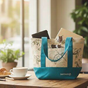 NWT Safeway Sea Turtle Mini Canvas Tote Bag | Small Lunch Bag
